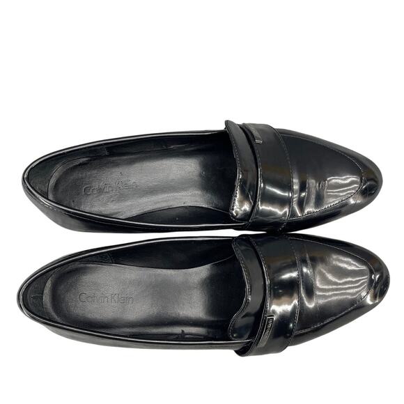 Calvin Klein 90s  Black Patent Leather Slip On Block Heel Loafer Women 8M - Picture 7 of 10